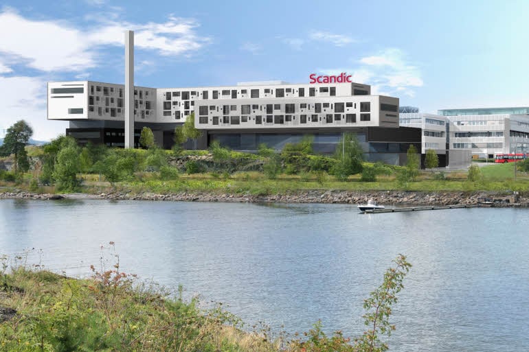 Hotellfasade, Scandic Fornebu