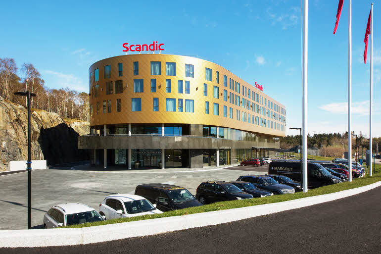 Fasade hotell Scandic Flesland Airport Bergen