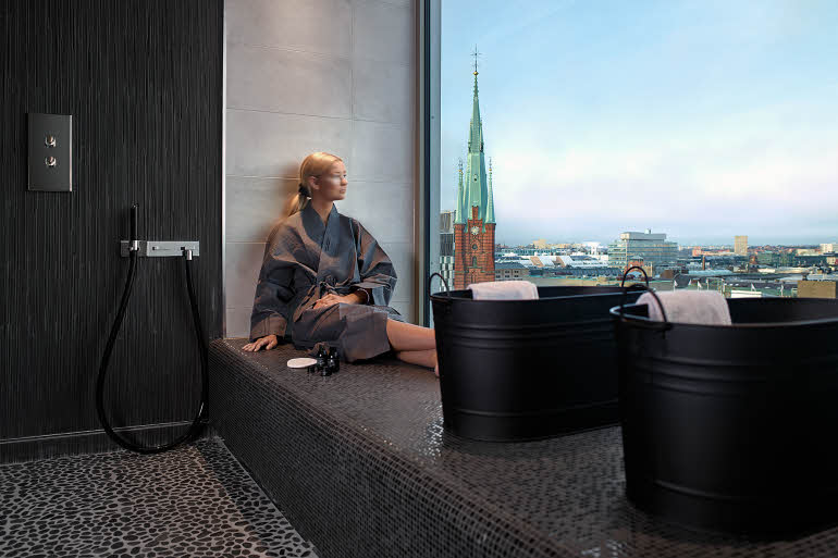 The Nest shower with view Downtown Camper by Scandic