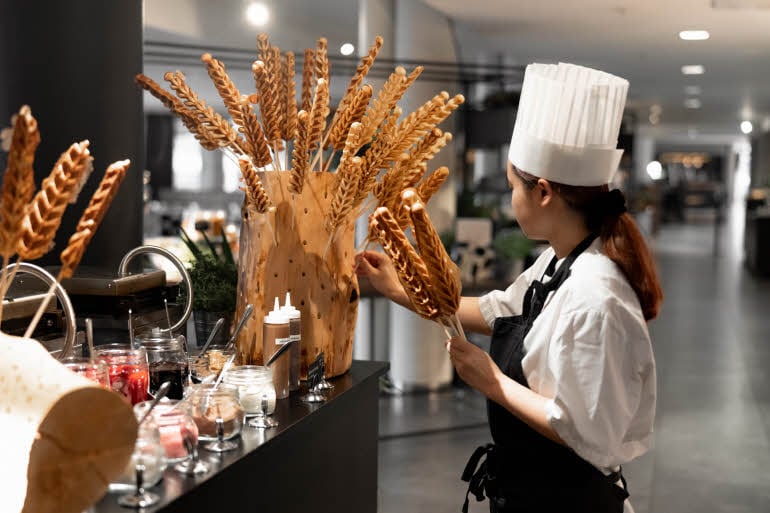 Frokostvafler på pinne hos Scandic Nidelven