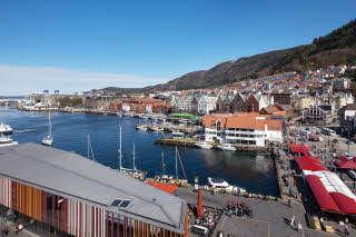 Utsikt fra rom i øvre etasjer Scandic Torget Bergen