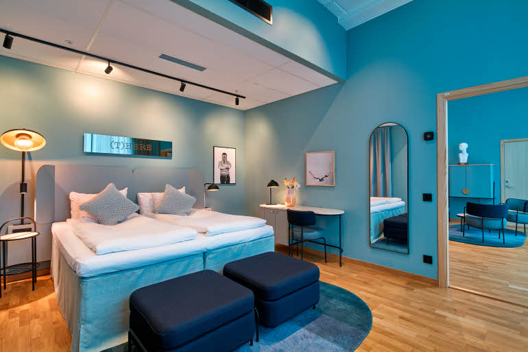 bed in master suite at scandic göteborg central