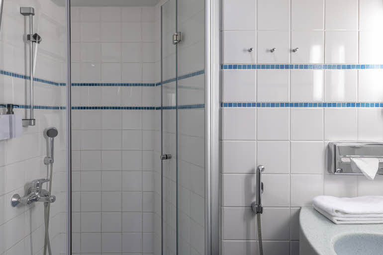 bathroom in room junior suite at scandic pasila in helsinki finland