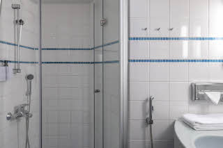 bathroom in room junior suite at scandic pasila in helsinki finland