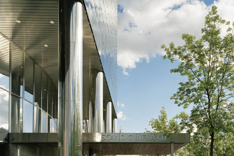 Exterior facade of entrance Scandic Infra City Stockholm