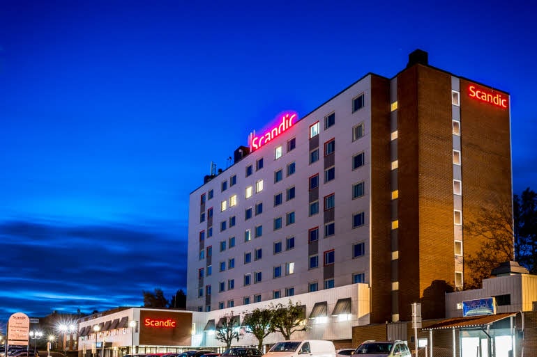 Fasade hotell Scandic Kungens Kurva Stockholm