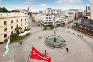 Utsikt over St. Olavs plass fra hotellet, Scandic St. Olavs plass