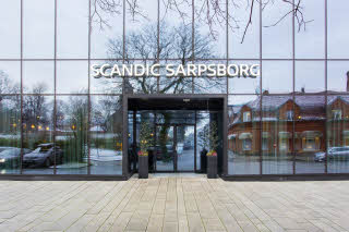Fasade med hovedinngang, Scandic Sarpsborg