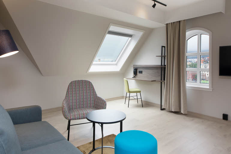 Stue i Presidential Suite Scandic Torget Bergen